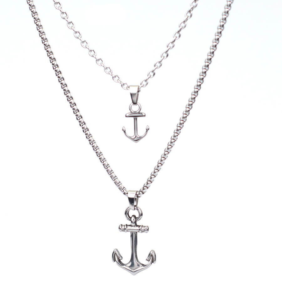 Battle Rope Anchor - Hiphop Anchor Necklace For Men 2Pcs/Set