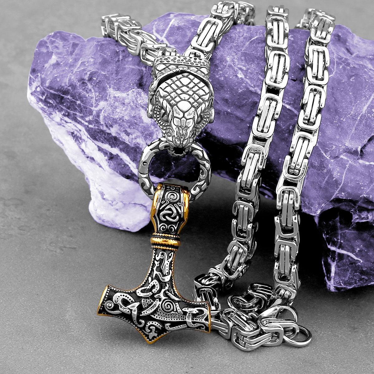 Battle Rope Anchor - Nordic Odin Snake Head Necklace Fashion