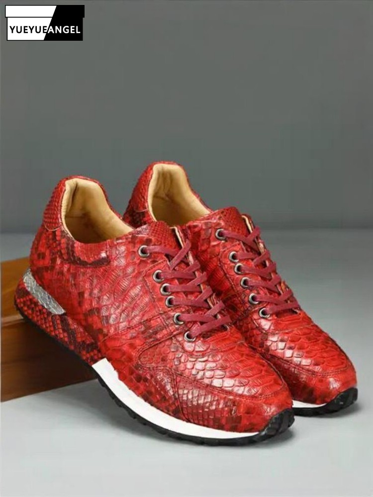 Crossfit Male - Concise Solid Color Snakeskin Lace-Up Casual