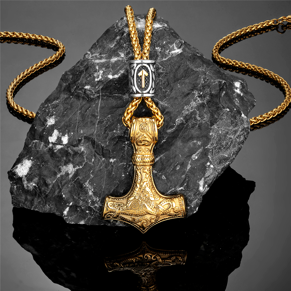 Gold Plated Norse Runes Beads  - Battle Rope Anchor recension och pris