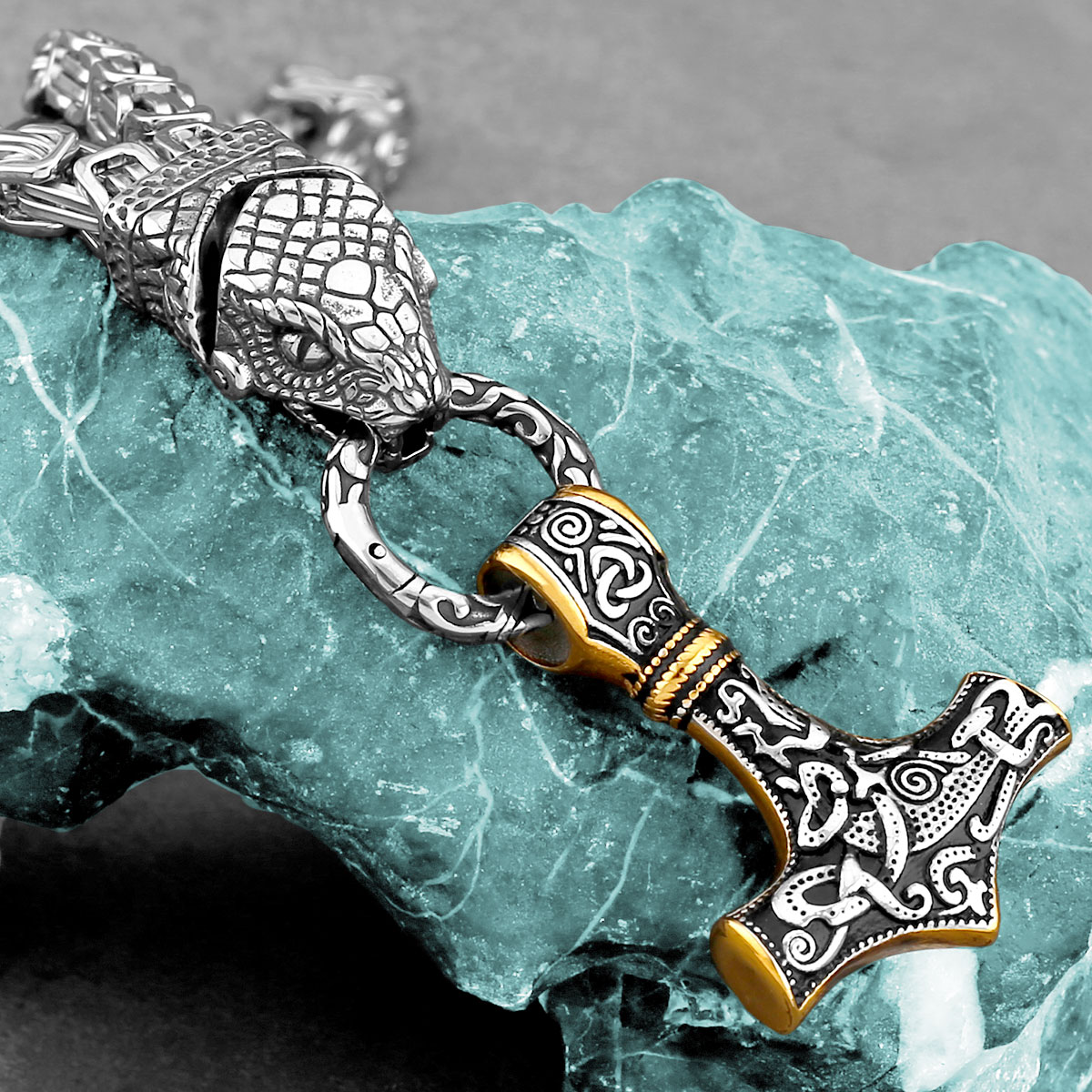 Nordic Odin Snake Head Necklac - Battle Rope Anchor recension och pris
