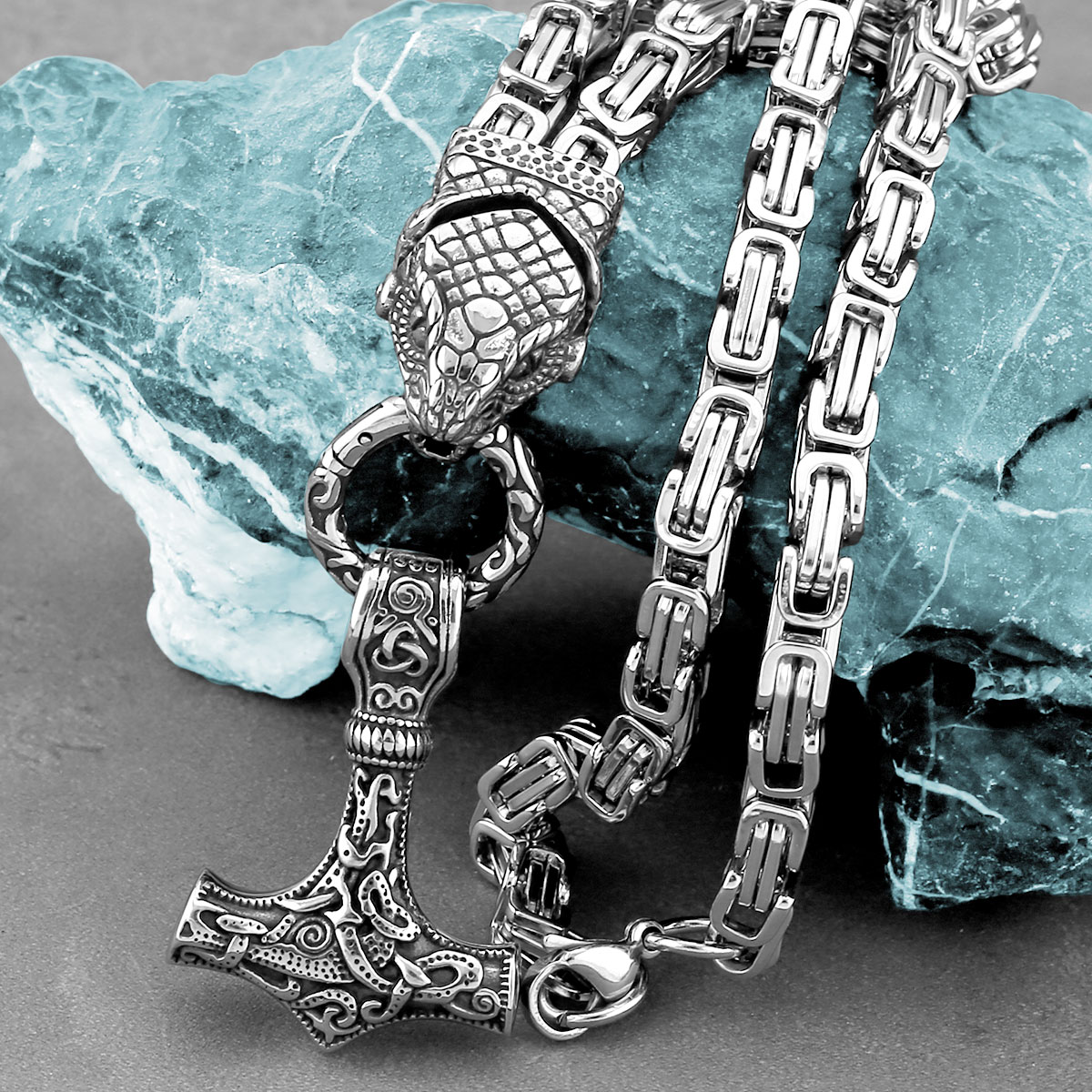 Nordic Odin Snake Head Necklac - Battle Rope Anchor recension och pris